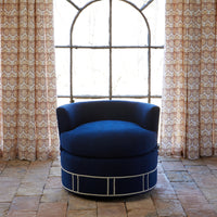 Round Swivel Chair in Bijal Indigo - High Quality Image of 