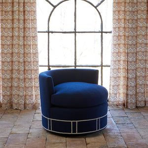 Round Swivel Chair in Bijal Indigo