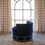 Round Swivel Chair in Bijal Indigo - 30984399421486