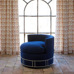 Round Swivel Chair in Bijal Indigo - 30984399487022
