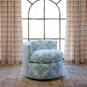 Round Swivel Chair in Diba Seaglass and Natesh Mist