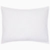 The Organic Hand Stitched Mist Sham by John Robshaw is a rectangular white pillow featuring a quilted texture and subtle stitched pattern, crafted from soft cotton voile, shown against a white background.