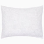 The Organic Hand Stitched Mist Sham by John Robshaw is a rectangular white pillow featuring a quilted texture and subtle stitched pattern, crafted from soft cotton voile, shown against a white background.