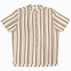 Sand Stripe Nehru Short Sleeve Shirt