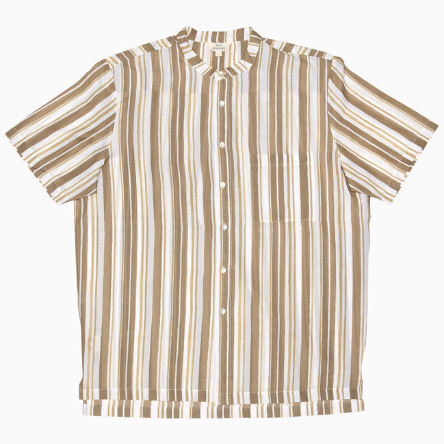 Sand Stripe Nehru Short Sleeve Shirt