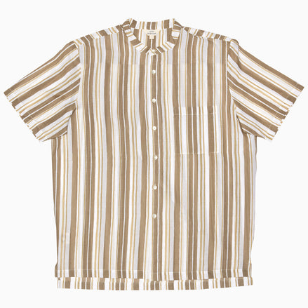 Sand Stripe Nehru Short Sleeve Shirt