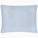 A Nandi Light Indigo Quilted Pillow on a white background, made with cotton voile, by John Robshaw. - 30783839469614
