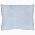 A Nandi Light Indigo Quilted Pillow, made with cotton voile, by John Robshaw.