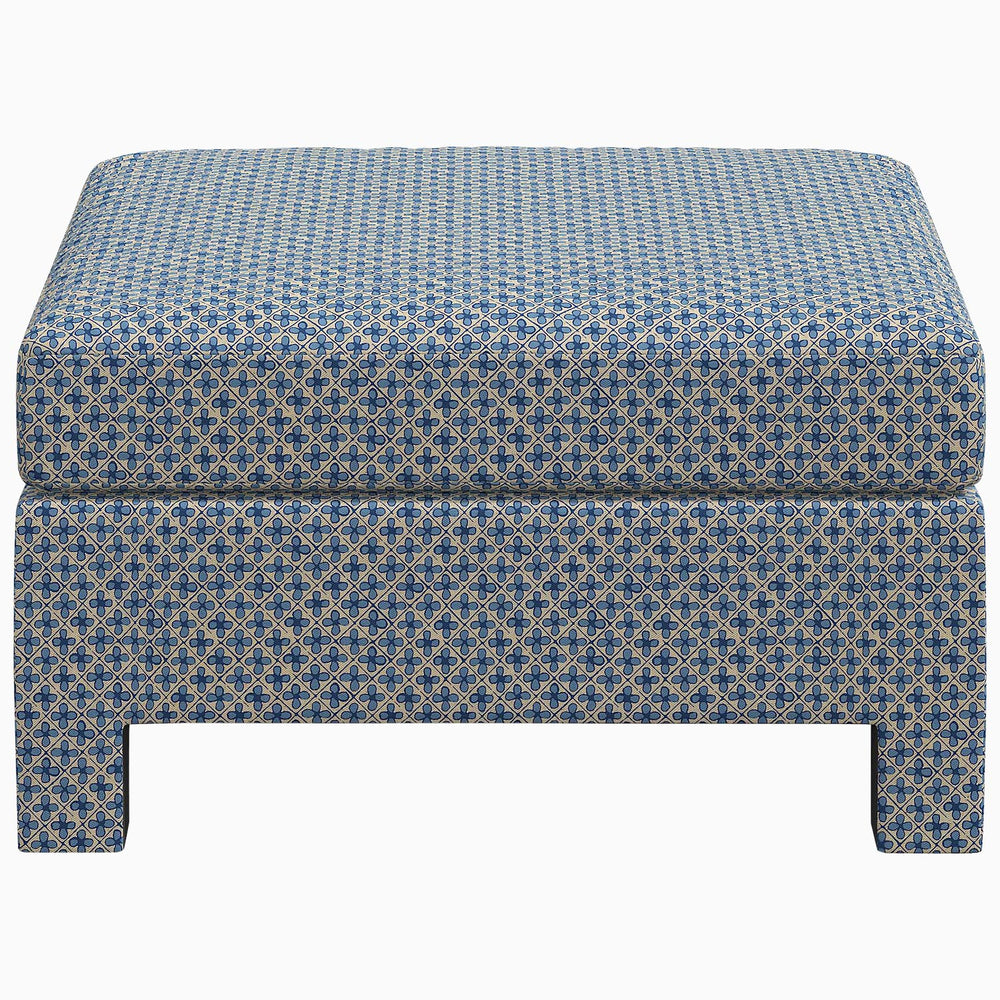 A Sameera Ottoman by John Robshaw with a geometric pattern, made to order.