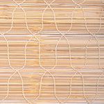 A close-up of John Robshaw Textiles' White Chik Blinds showcases parallel horizontal bamboo slats intertwined with vertical strings, forming a repeating pattern reminiscent of traditional Indian chik blinds. - 31884732268590