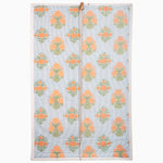 The Bipin Tangerine Chik Blinds from John Robshaw Textiles feature a vibrant print with orange flowers and lush green leaves on a light background, evoking traditional Indian chik blinds. - 31884733186094