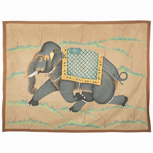 Elephant On Green Grass Tapestry