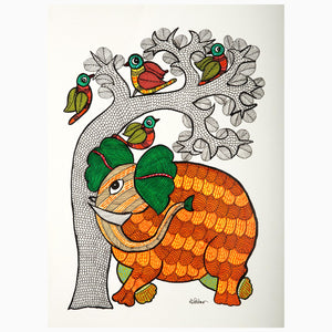 Orange And Green Elephant