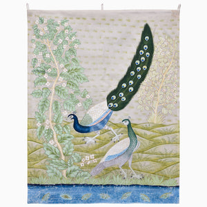Peacocks On Grass Tapestry