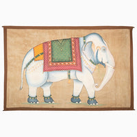 White Elephant on Cream Tapestry - High Quality Image of 