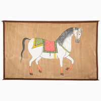 White Horse with Link Saddle Tapestry - High Quality Image of 