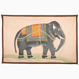 Grey Elephant on Blush Tapestry