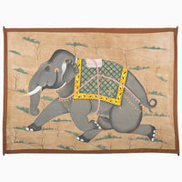 Grey Elephant Running on Grass Tapestry - High Quality Image of 