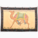 John Robshaw Trotting Camel Tapestry featuring a hand-painted camel in a saddle and beaded anklets, framed by a dark floral border.