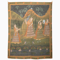 Lotus And Gopis Tapestry - High Quality Image of 
