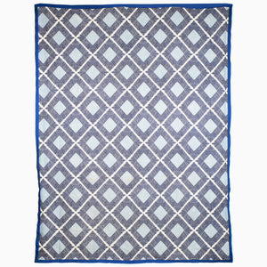 Blue And Coral Outlines Suzani Blanket