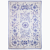 Soft Blues Take Stage Suzani Blanket - High Quality Image of 