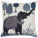 An Indigo Elephant Decorative Pillow by John Robshaw, made from cotton linen.