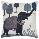 An Indigo Elephant Decorative Pillow by John Robshaw, made from cotton linen. - 30400301400110