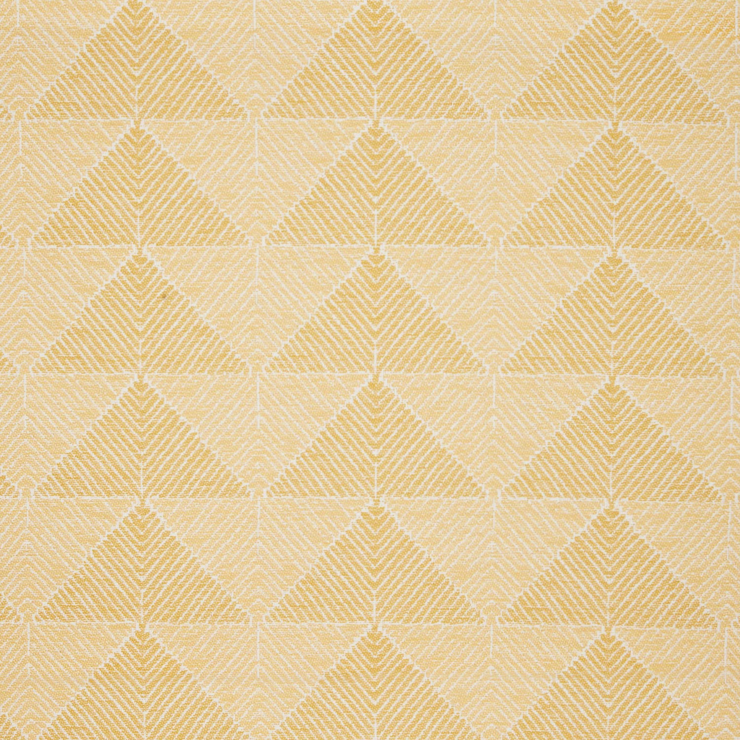 A Farzu Marigold Performance Fabric rug featuring geometric prints. (Brand: John Robshaw)
