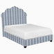 A John Robshaw Custom Bihar Bed with a blue and white chevron fabric pattern.