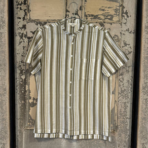 Sand Stripe Nehru Short Sleeve Shirt