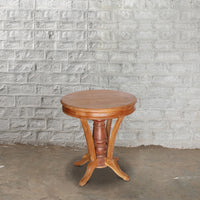 Wooden Teak Round Table With Curved Legs - High Quality Image of 