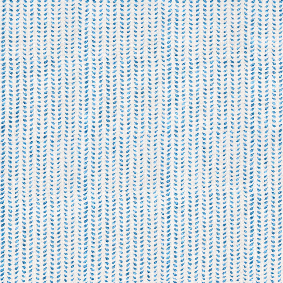 A blue and white striped block pattern on a white background featuring the Aleppo Sky Fabric by John Robshaw.
