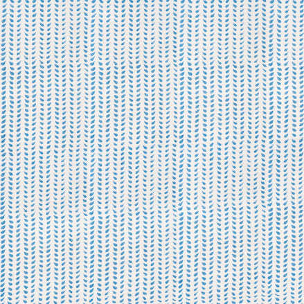 A blue and white striped block pattern featuring the Aleppo Sky Fabric by John Robshaw.