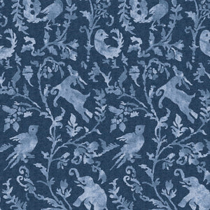 Madhavi Indigo Wallpaper