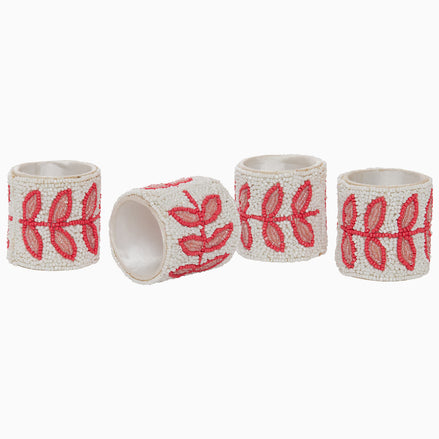 Aadi Azalea Beaded Napkin Rings (Set of 4) by John Robshaw