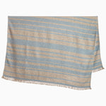 A John Robshaw Ekram Light Indigo Throw with a fringed edge. - 30783906021422