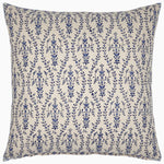 A John Robshaw Abhi Indigo Decorative Pillow made of cotton linen with a blue and white floral pattern. - 30784415432750