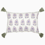 A Sofi Lavender Kidney Pillow with tassels made of cotton linen by John Robshaw. - 30794794205230