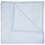 A Nandi Light Indigo quilt by John Robshaw with blue and white striped block printing.