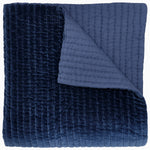 A John Robshaw Velvet Indigo Quilt on a white background. - 30395667578926