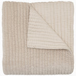 A soft, beige Velvet Sand Quilt by John Robshaw on a white background. - 30395668693038