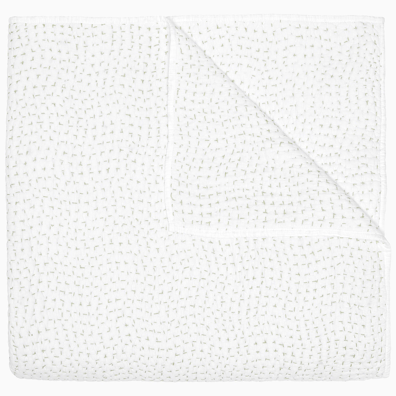 Organic Hand Stitched Sage Quilt by John Robshaw
