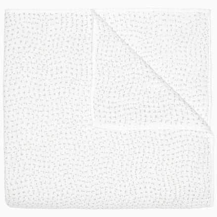 Organic Hand Stitched Sage Quilt by John Robshaw