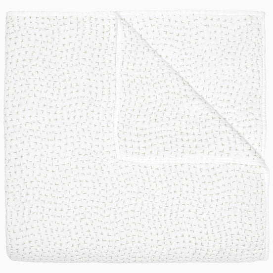 Organic Hand Stitched Sage Quilt by John Robshaw