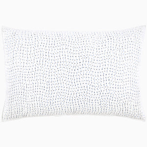 A John Robshaw Organic Hand Stitched Light Indigo Quilt with blue dots.