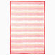 Rectangular vintage Come Along Then Suzani blanket with horizontal bands of pink and orange floral and geometric patterns, finished with a solid red border.