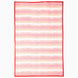 Red Clay Suzani Blanket featuring a white background with horizontal bands of pink and orange geometric patterns and a solid red border.