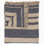 A blue John Robshaw Ekram Indigo Throw with fringed edge. - 30783900254254