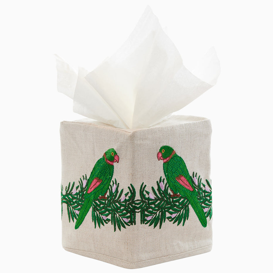 Parrots In Love Tissue Box Cover by John Robshaw